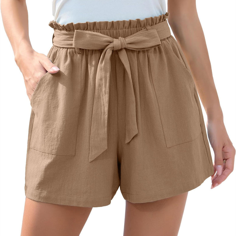 Ruffle Bow Tie Waist Beach Shorts