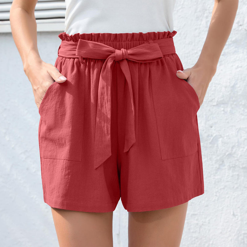 Ruffle Bow Tie Waist Beach Shorts