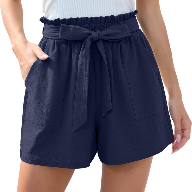 Ruffle Bow Tie Waist Beach Shorts