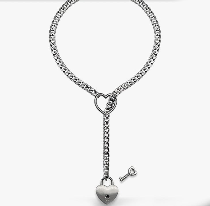 Stainless Steel Unisex Heart Lariat Necklace & Choker