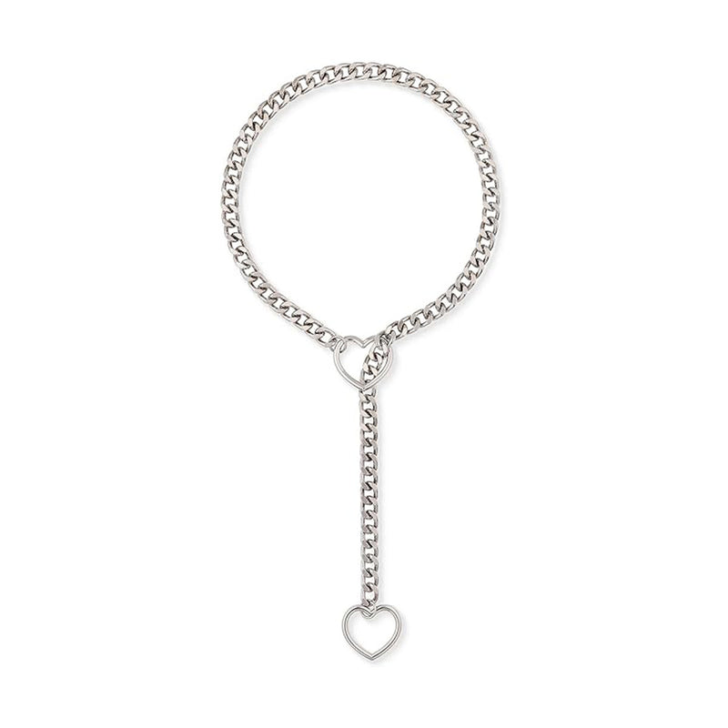 Stainless Steel Unisex Heart Lariat Necklace & Choker