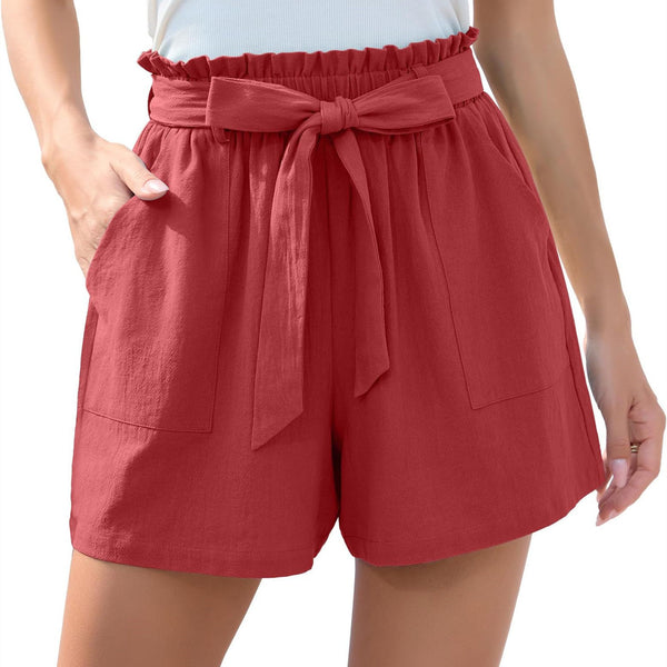 Ruffle Bow Tie Waist Beach Shorts