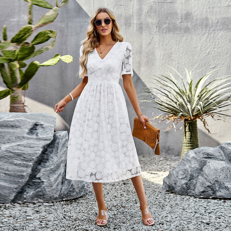 Elegant V-Neck Lace Summer Dress